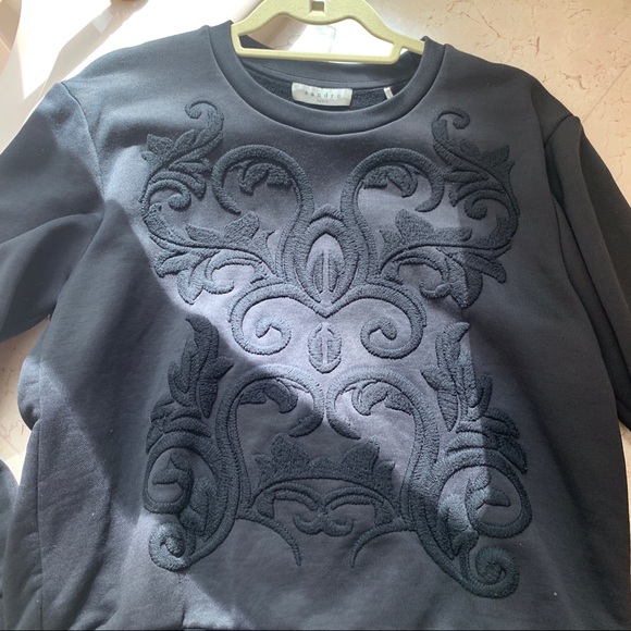 Sandro Black Embroidered Patterned Sweater - Picture 8 of 8